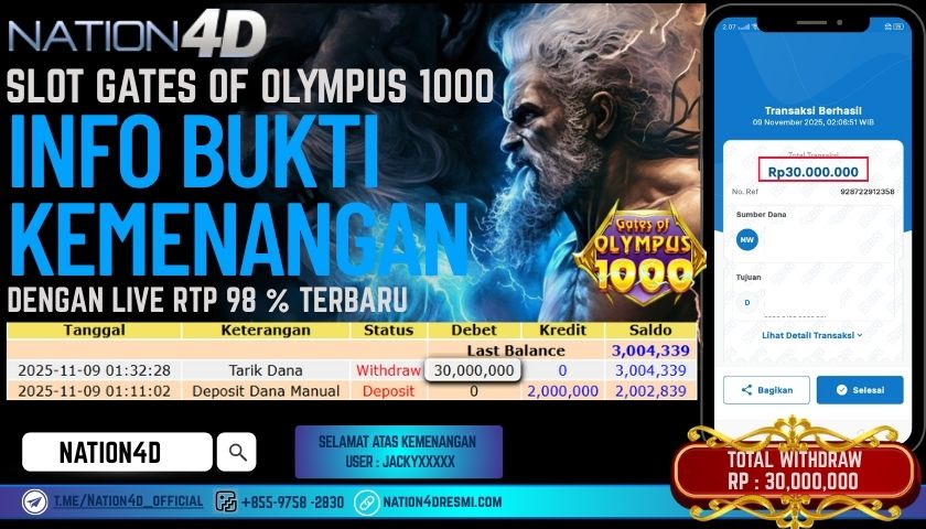 NATION4D -SLOT GATES OF OLYMPUS 1000 RP.30,000,000 LUNAS!