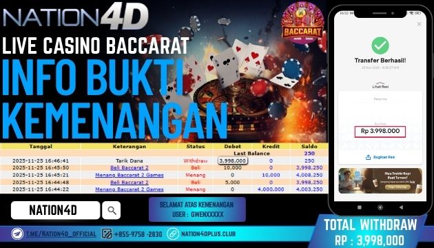 NATION4D -LIVE CASINO BACCARAT RP.3,998,000 LUNAS!