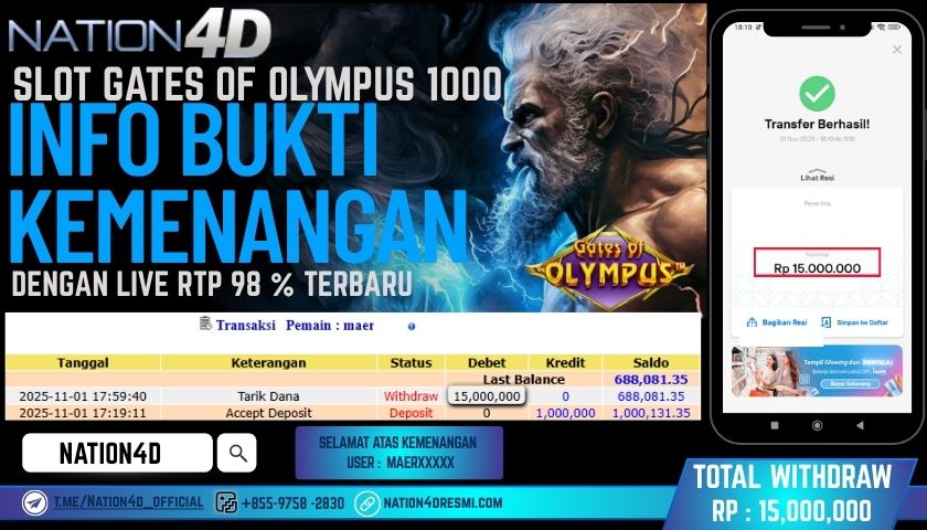 NATION4D -SLOT GATES OF OLYMPUS 1000                     RP. 15,000,000 LUNAS!