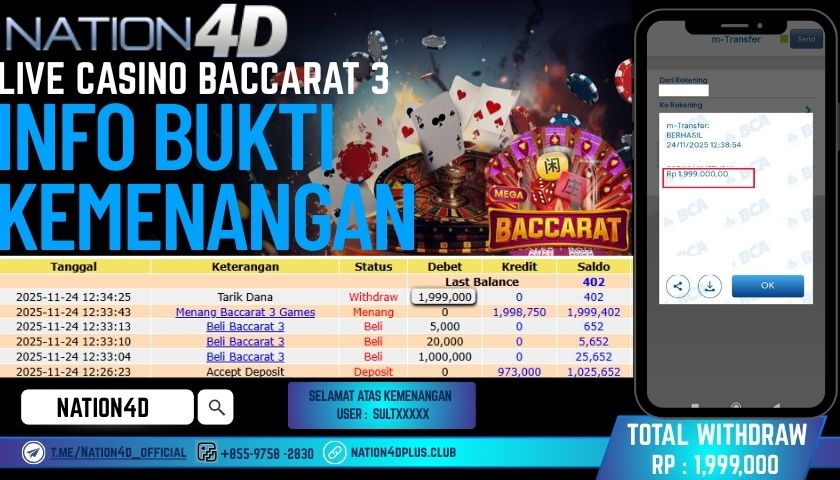 NATION4D -LIVE CASINO BACCARAT RP.1.999.000 LUNAS!