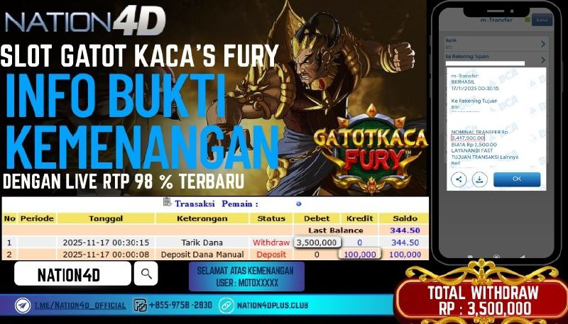 NATION4D – SLOT GATOT KACA’S FURY RP.3,500,000 LUNAS!