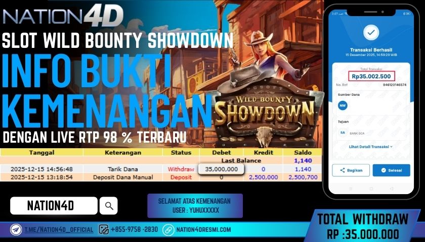 NATION4D -SLOT WILD BOUNTY SHOWDOWN RP.35.000.000 LUNAS!