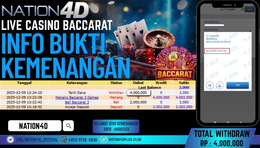 NATION4D -LIVE CASINO BACCARAT RP.4.000.000 LUNAS!