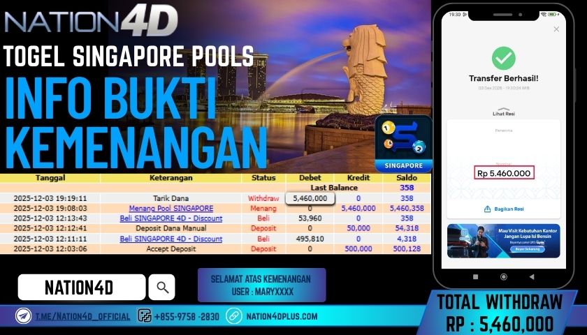 NATION4D -TOGEL SINGAPORE POOLS RP.5,460,000 LUNAS!