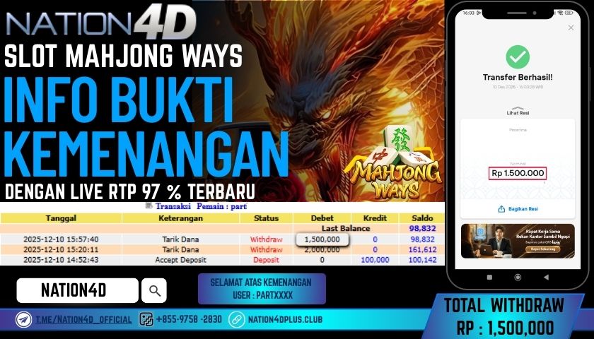 NATION4D -SLOT MAHJONG WAYS RP.1.500.000 LUNAS!