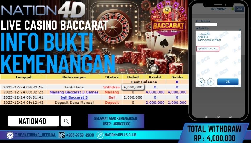 NATION4D -LIVE CASINO BACCARAT RP.4.000.000 LUNAS!