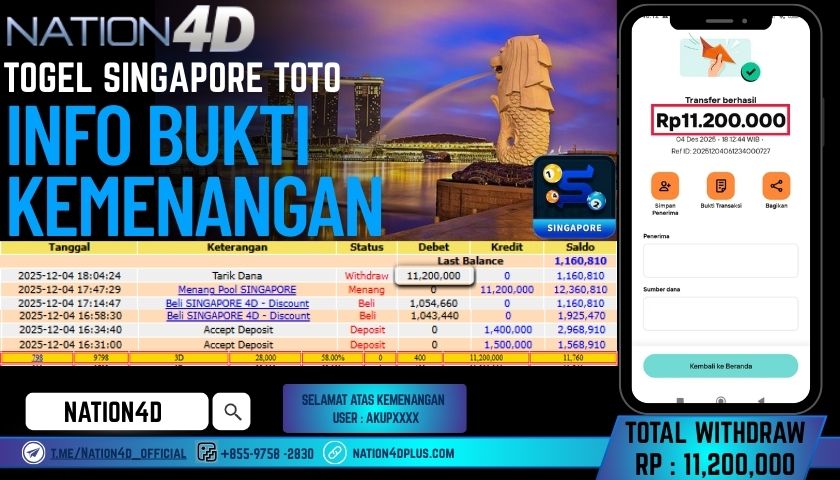 NATION4D -TOGEL SINGAPORE TOTO RP.11,200,000 LUNAS!