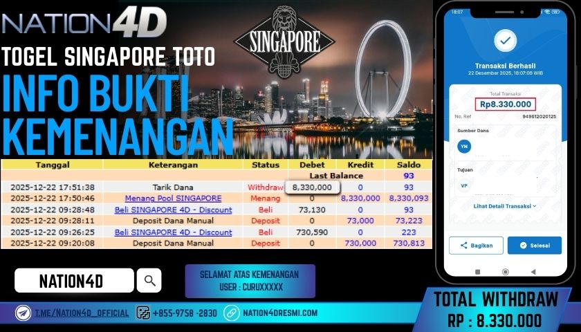 NATION4D -TOGEL SINGAPORE TOTO RP.8.330.000 LUNAS!