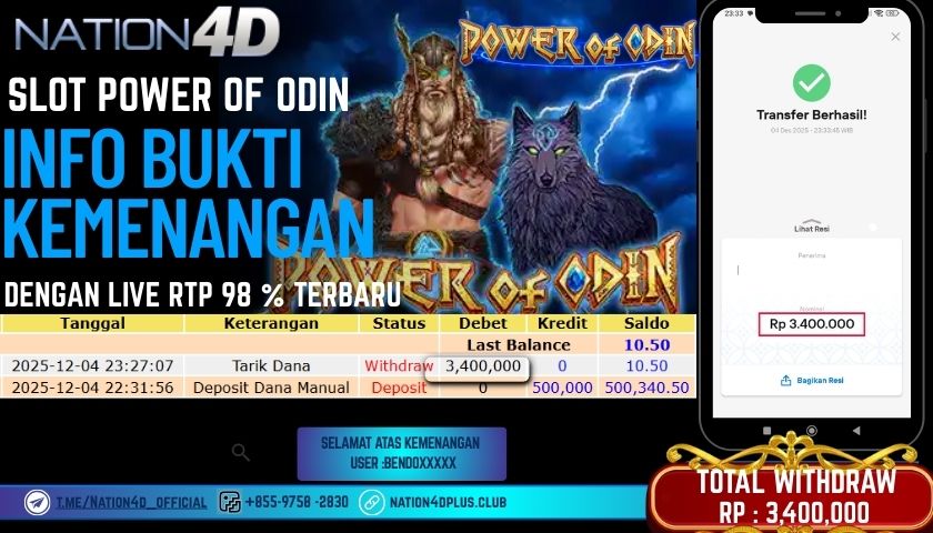 NATION4D -SLOT POWER OF ODIN RP.3.400.000 LUNAS!