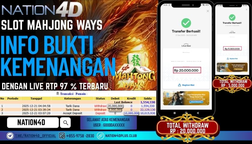 NATION4D -SLOT MAHJONG WAYS RP.25.000.000 LUNAS!