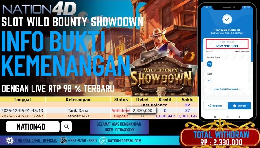 NATION4D -SLOT WILD BOUNTY SHOWDOWN RP.2.330.000 LUNAS!