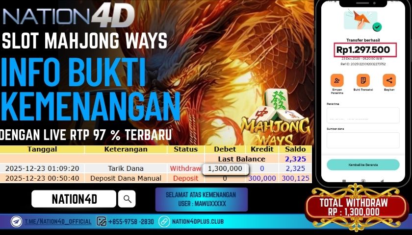 NATION4D -SLOT MAHJONG WAYS RP.1.300.000 LUNAS!
