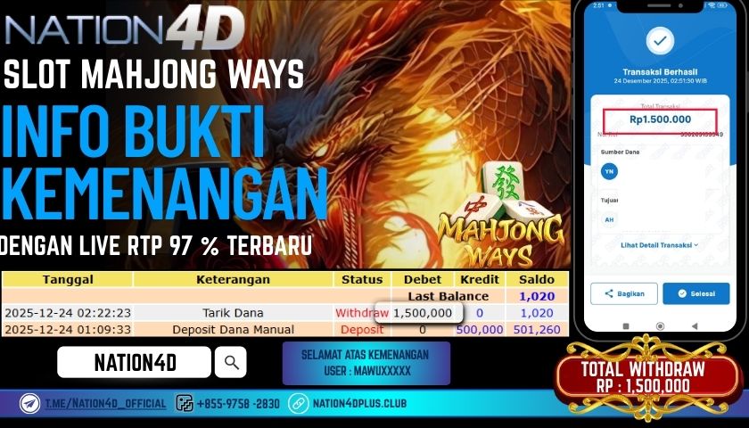 NATION4D -SLOT MAHJONG WAYS RP.1.500.000 LUNAS!