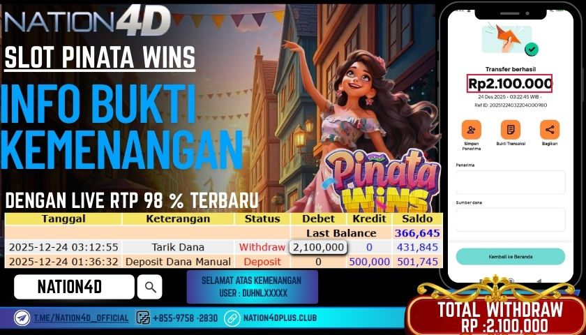 NATION4D -SLOT PINATA WINS RP.2.100.000 LUNAS!