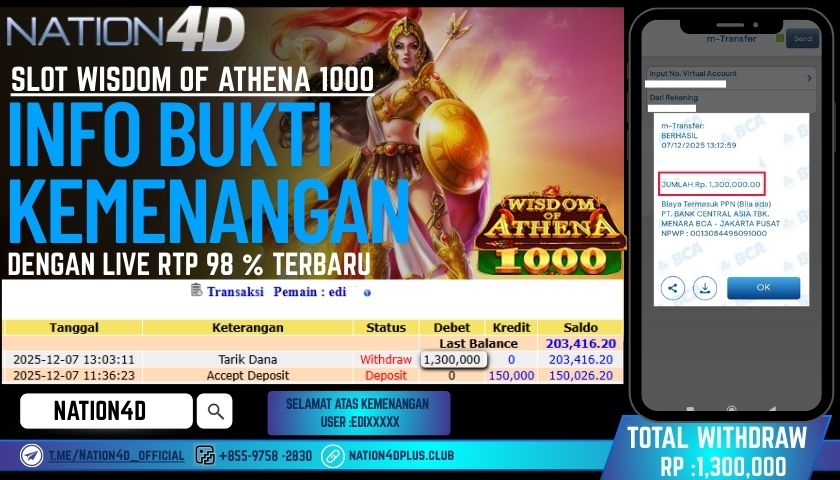 NATION4D -SLOT WISDOM OFATHENA 1000 RP.1.300.000 LUNAS!