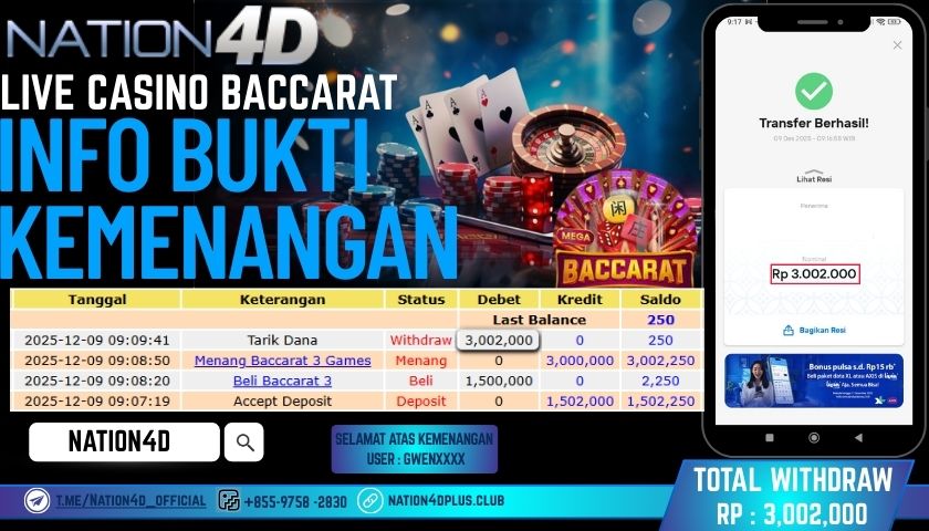 NATION4D -LIVE CASINO BACCARAT RP.3.002.000 LUNAS!
