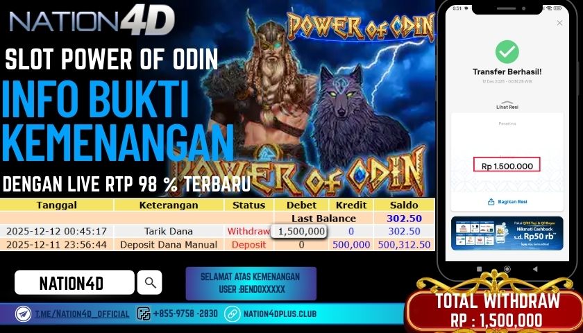 NATION4D -SLOT POWER OF ODIN RP.1.500.000 LUNAS!