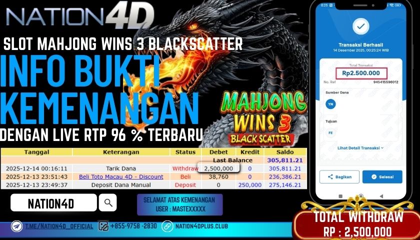 NATION4D -SLOT MAHJONG WINS 3 BLACKSCATTER RP.2.500.000 LUNAS!