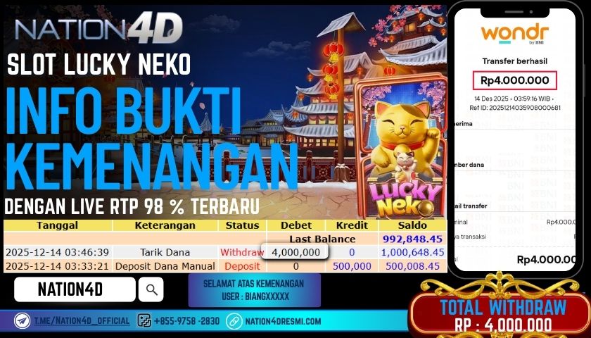 NATION4D -SLOT LUCKY NEKO RP.4.000.000 LUNAS!