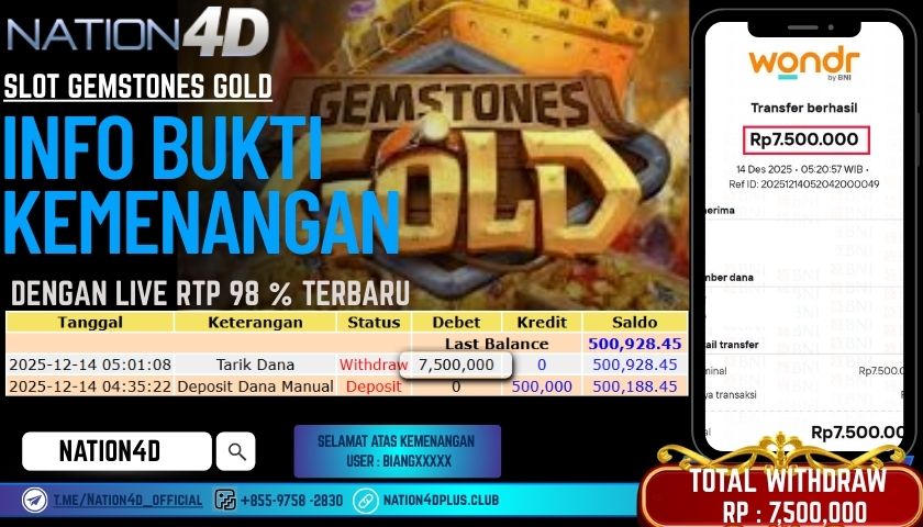 NATION4D -SLOT GEMSTONES GOLD RP.7.500.000 LUNAS!