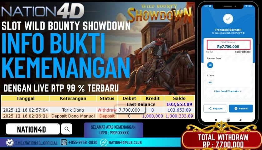 NATION4D -SLOT WILD BOUNTY SHOWDOWN RP.7.700.000 LUNAS!