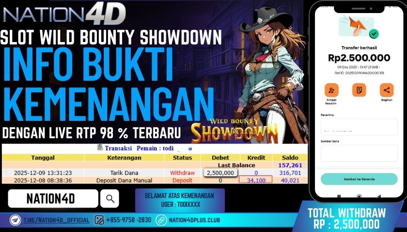 NATION4D -SLOT WILD BOUNTY SHOWDOWN RP.2,500,000 LUNAS!
