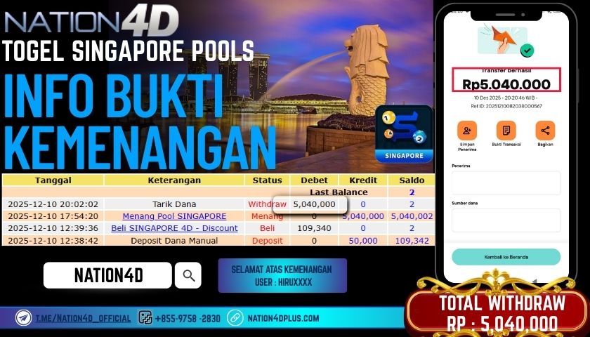 NATION4D -TOGEL SINGAPORE POOLS RP.5.040.000 LUNAS!